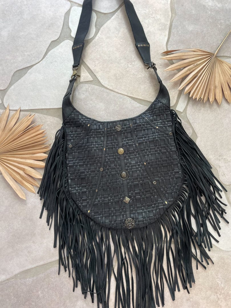 Mahiya Leather Bags Gia Fringed Bag - Black