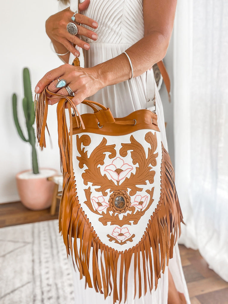 Mahiya Leather Bags Freya Hand Tooled Handbag