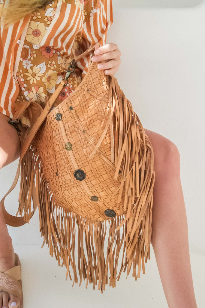 Mahiya Leather Bags Gia Fringed Bag - Tan