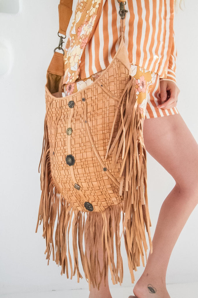 Mahiya Leather Bags Gia Fringed Bag - Tan
