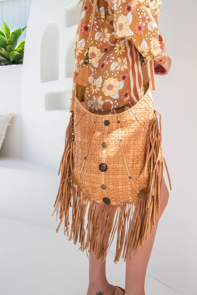 Mahiya Leather Bags Gia Fringed Bag - Tan