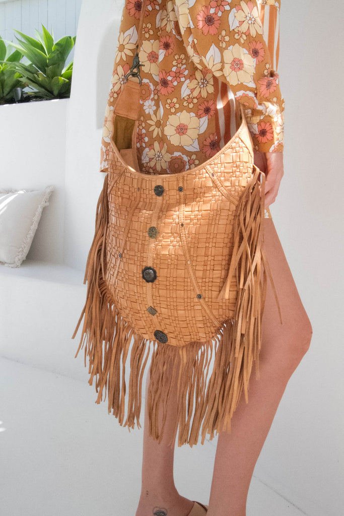 Mahiya Leather Bags Gia Fringed Bag - Tan