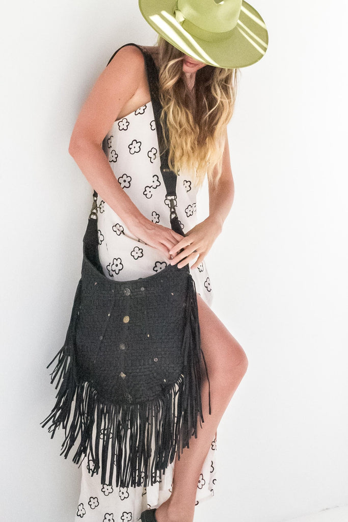Mahiya Leather Bags Gia Fringed Bag - Black