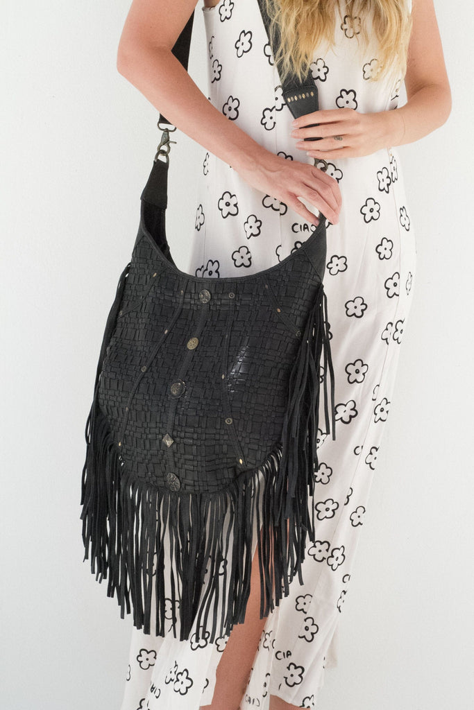Mahiya Leather Bags Gia Fringed Bag - Black