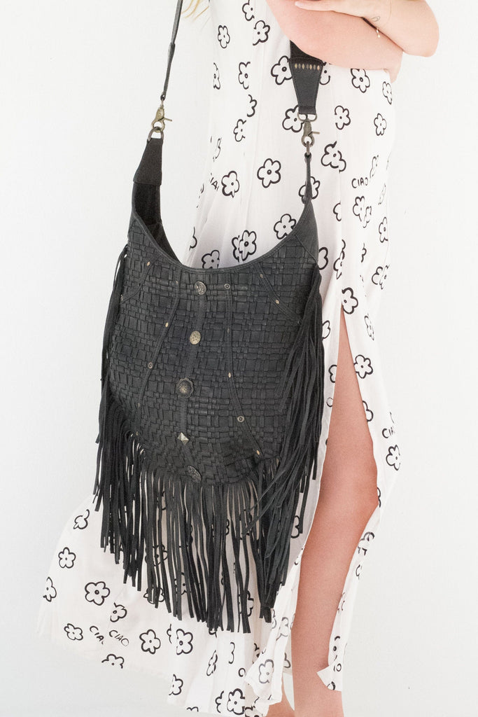 Mahiya Leather Bags Gia Fringed Bag - Black