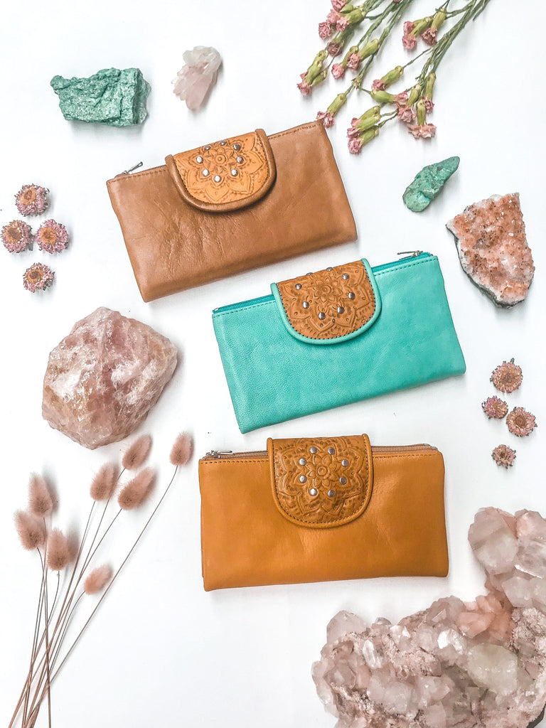 Mahiya WS Wallets WS - Farah Wallet - Tan / Turquoise / Choc