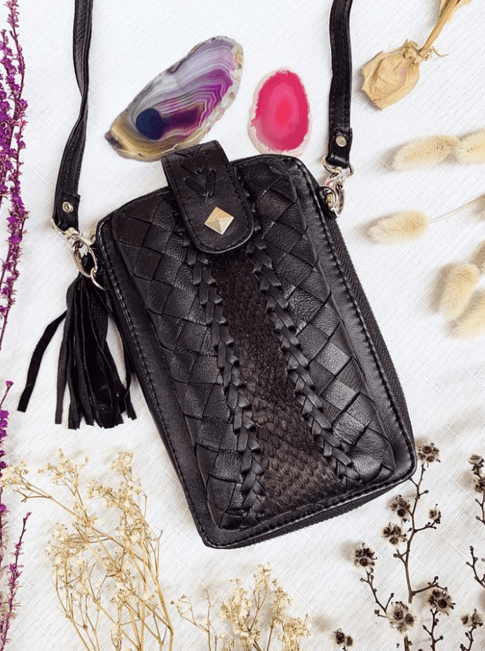 Mahiya Leather Bags Black Shimla Phone Pouch - Black
