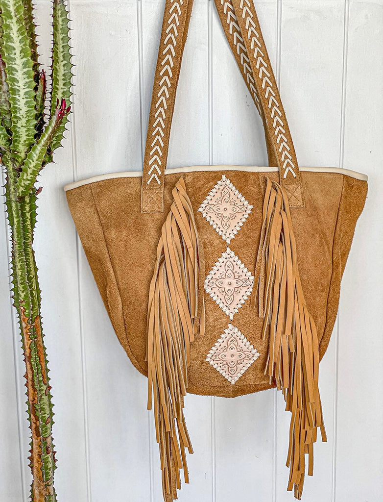 Mahiya Leather Bags Tan Zeplin Suede Bag - Tan