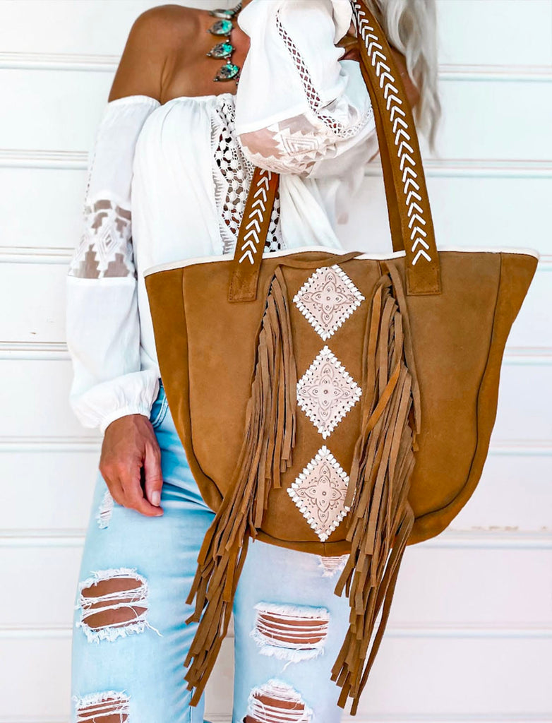 Mahiya Leather Bags Zeplin Suede Bag - Chocolate