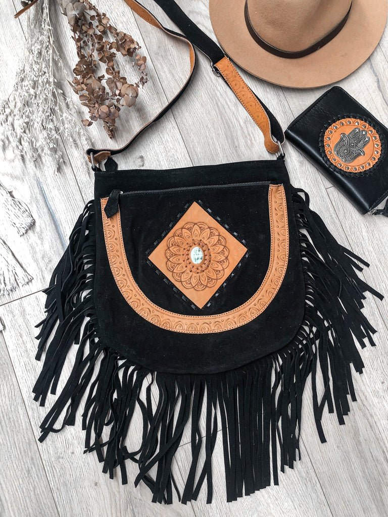 Mahiya Leather Bags Ziggy Suede Bag - Chocolate