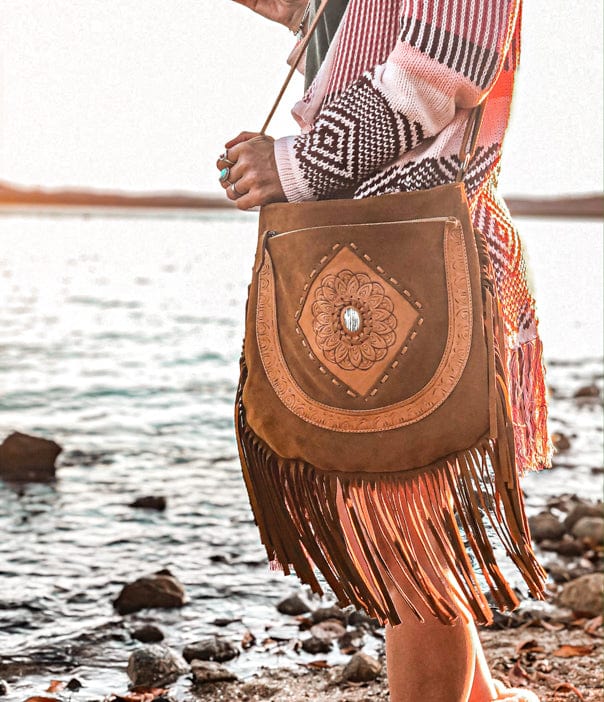 Mahiya Leather Bags Ziggy Suede Bag - Chocolate