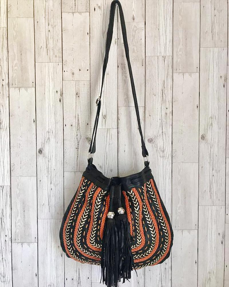 Mahiya Leather Bags Black Dream Weaver Bag - (Fringe Free) Autumn Tan