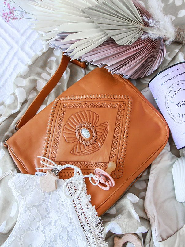 Mahiya Leather Bags Isla Pearl Nappy Bag with Change Mat