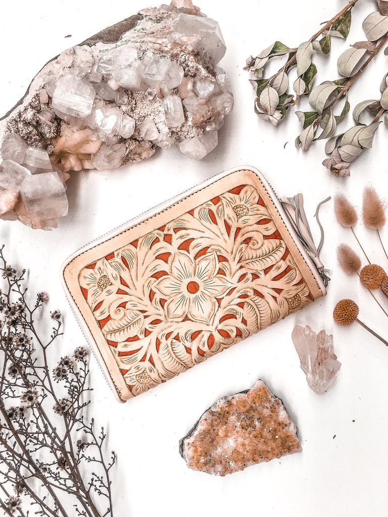 Mahiya Wallets & Clutches Cream Bloom Wallet - Limited Edition