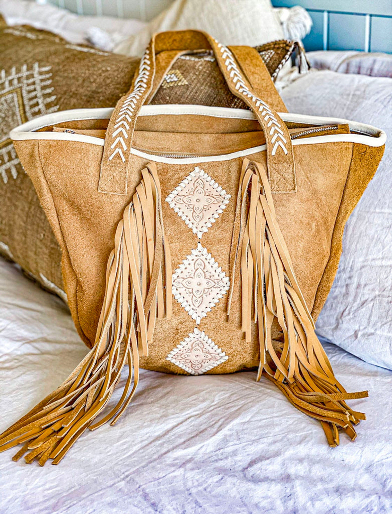 Mahiya Leather Bags Tan Zeplin Suede Bag - Tan