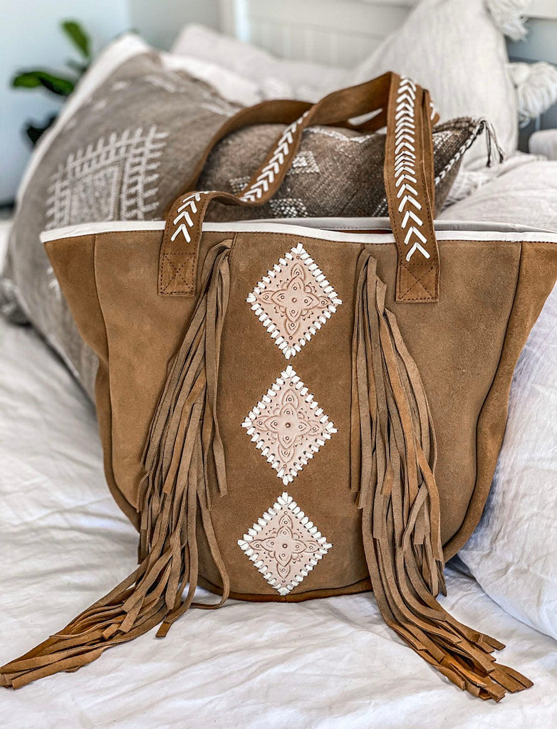 Mahiya Leather Bags Zeplin Suede Bag - Chocolate