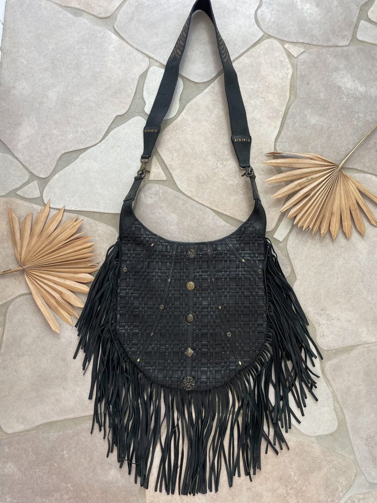 Mahiya Leather Bags Gia Fringed Bag - Black