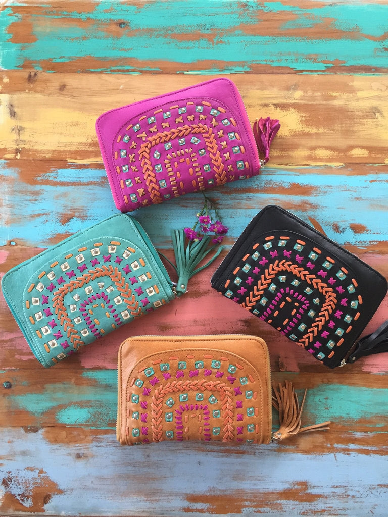 Mahiya Wallets & Clutches Turquoise/pink/tan Tallara Summer Wallet