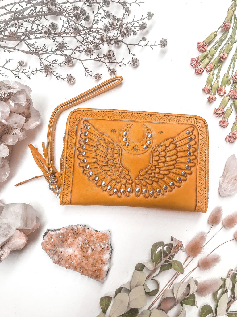 Mahiya Wallets & Clutches Tan Angel Wings Wallet