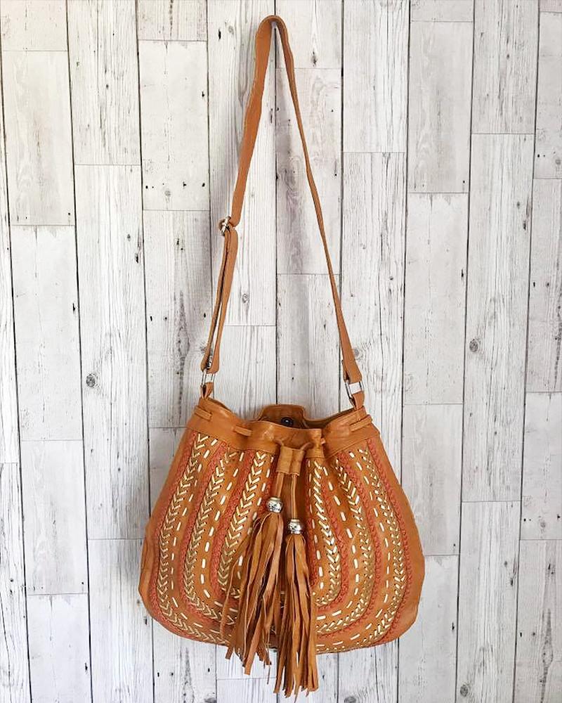 Mahiya Leather Bags Dream Weaver Bag - (Fringe Free) Autumn Tan