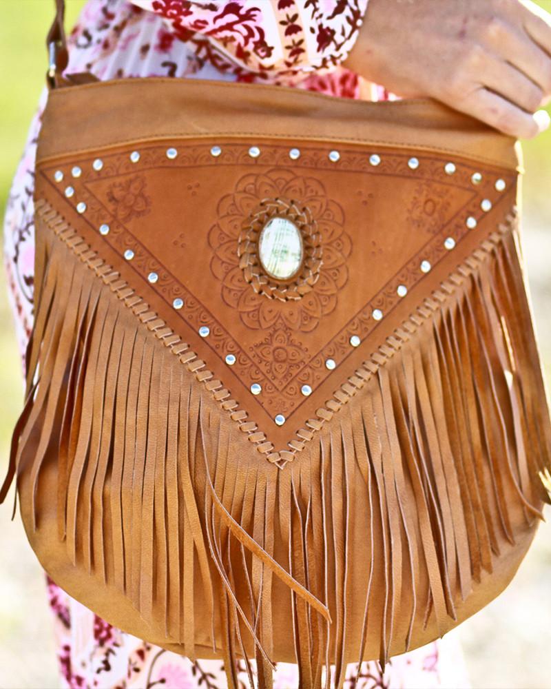 TAH Leather Fringe Tassel Bag Accessory BlushITAH