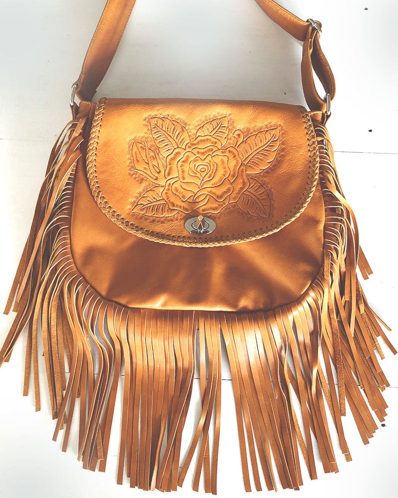 Mahiya Leather Bags Tan Vintage Rose Bag