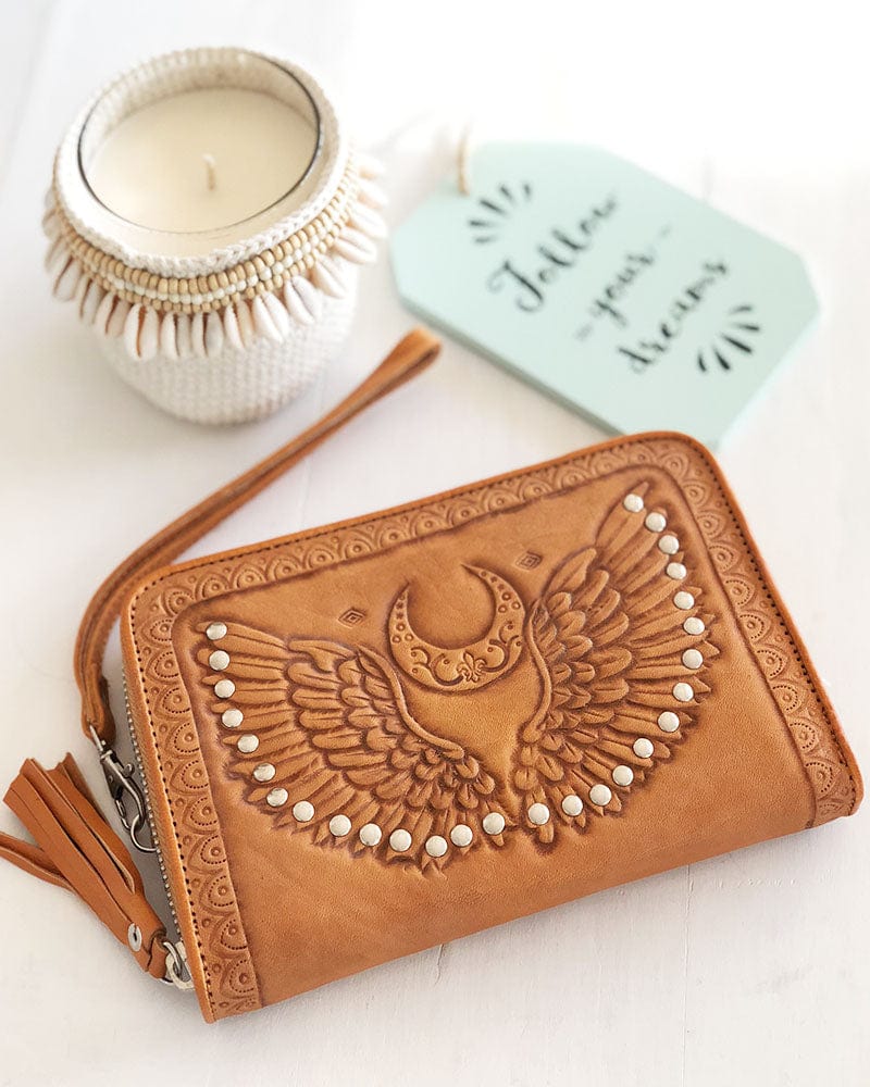 Mahiya Wallets & Clutches Tan Angel Wings Wallet